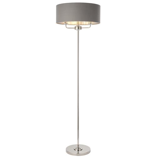 Highclere Floor Lamps With Linen Shade, Charcoal Floor Lamp