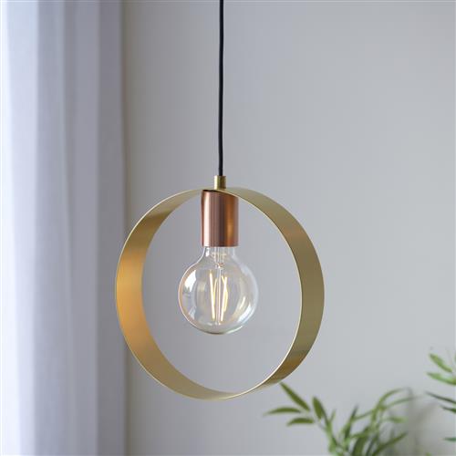 Hoop Brushed Brass and Copper Plate Pendant 97664
