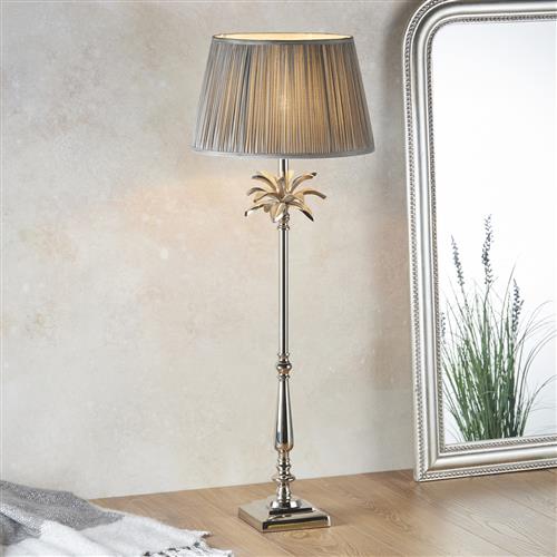 Leaf Tall And Freya Polished Nickel Table Lamp In Charcoal 91157