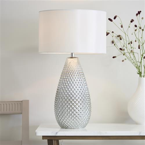 Livia Textured Silver Glass Table Lamp 77093