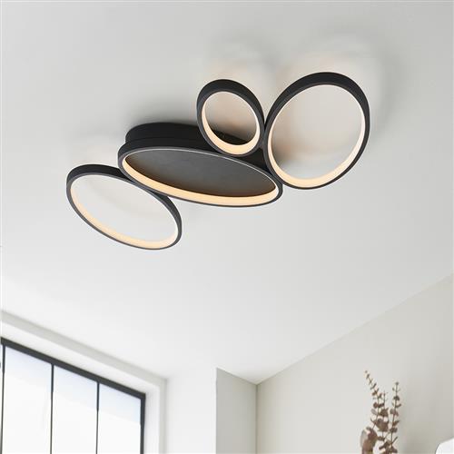 Ovals LED 4 Light Textured Black Flush Fitting 97626