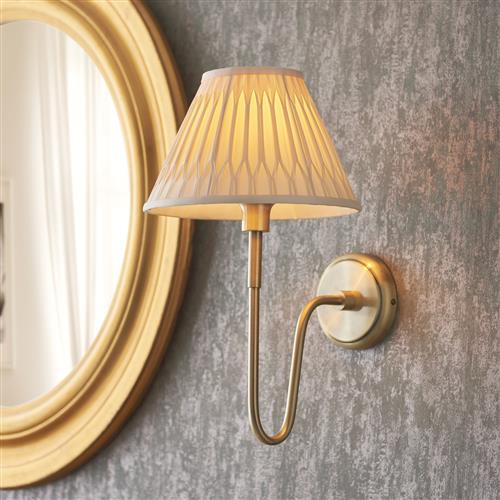 Rouen And Chatsworth Antique Brass Wall Light With Ivory Shade 103361