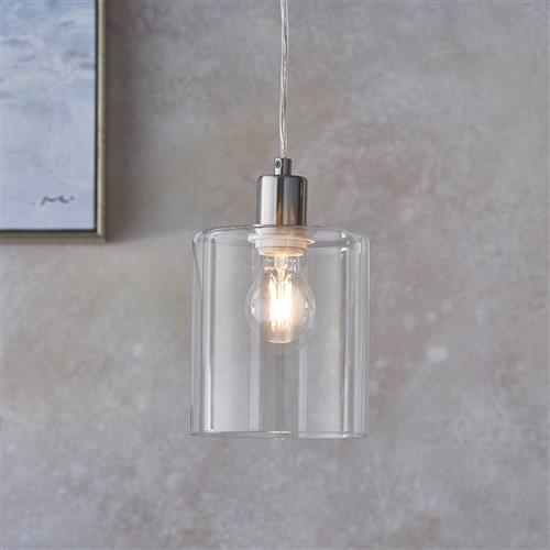Toledo Brushed Nickel Clear Glass Pendant 90563