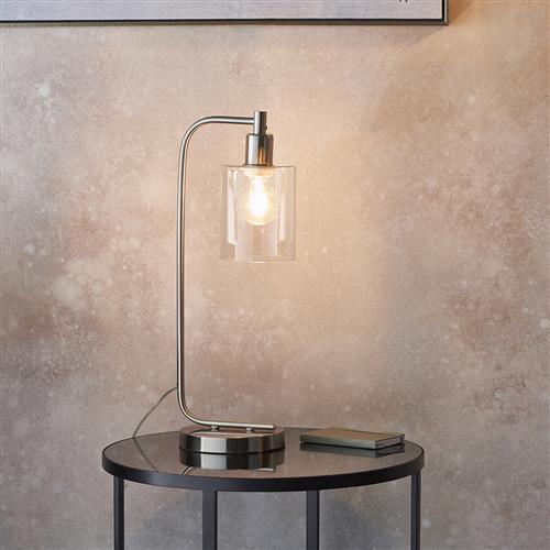 Toledo Brushed Nickel Clear Glass Table Lamp 90558