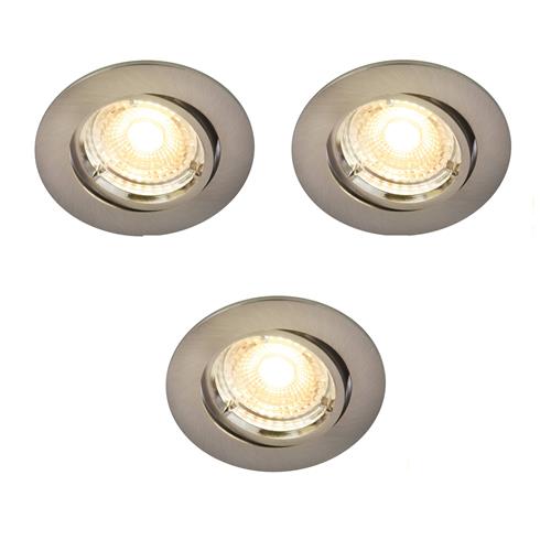 Carina 3 pack Nickel Recessed Tiltable LED Downlights 49490155