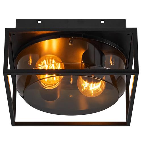 Griffin IP44 Black and Smoked Flush Light 2218126047