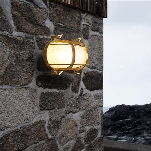 Helford Solid Brass Oval Coastal Outdoor Wall Light 49031035