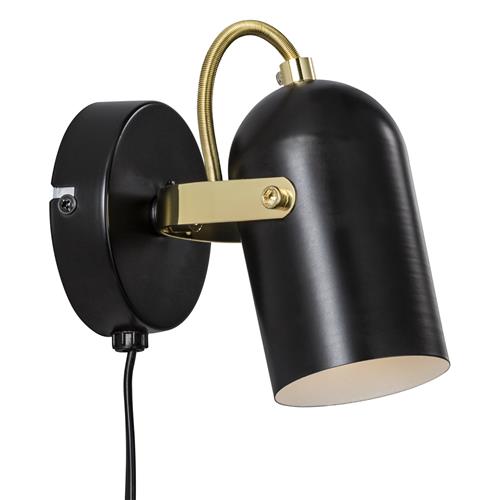Lotus Black And Brass Plug-In Wall Light 50101003