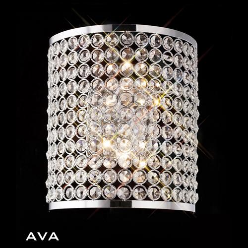 Ava Polished Chrome/Crystal Double Wall Light IL30199