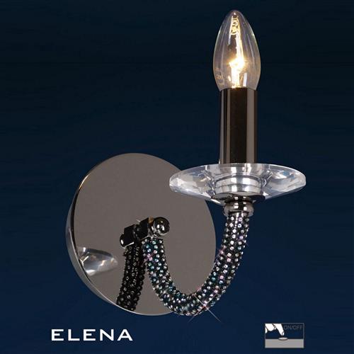 Elena Asfour Crystal Single Black Chrome Wall Light IL30471