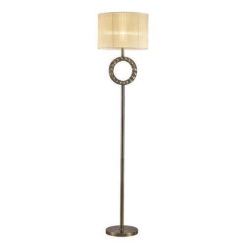 Florence Antique Brass with Cream Shade Circular Floor Lamp IL31531