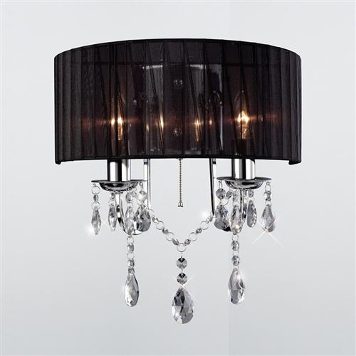 Olivia Chrome Double Wall Light with Black Shade IL30061/BL