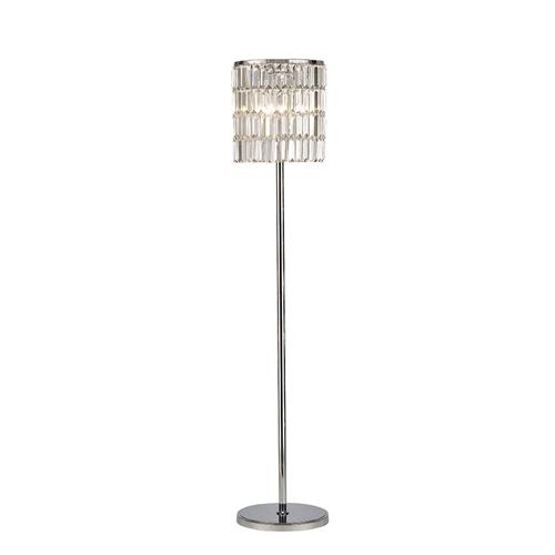 Torre Polished Chrome Five Light, Traditional Floor Lamp With Attached Table