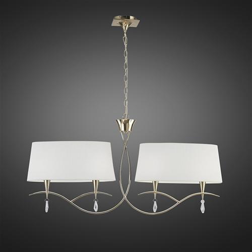 Mara French Gold Double Pendant Light with Off-White Shades M1642FG