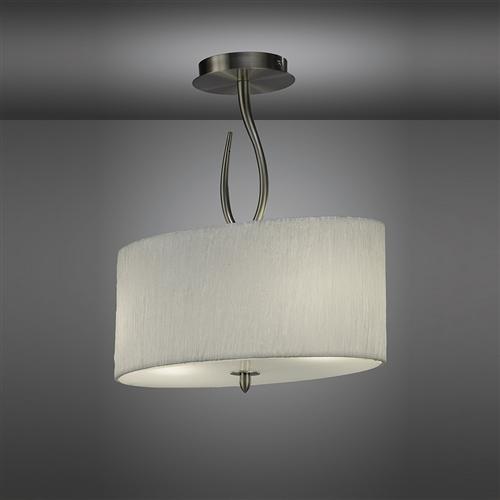 Lua Satin Nickel with White Shade Semi Flush Fitting M3710