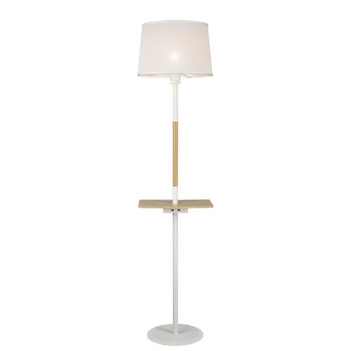Nordica Ii Usb White Wood Floor Lamp, White Wood Floor Lamp