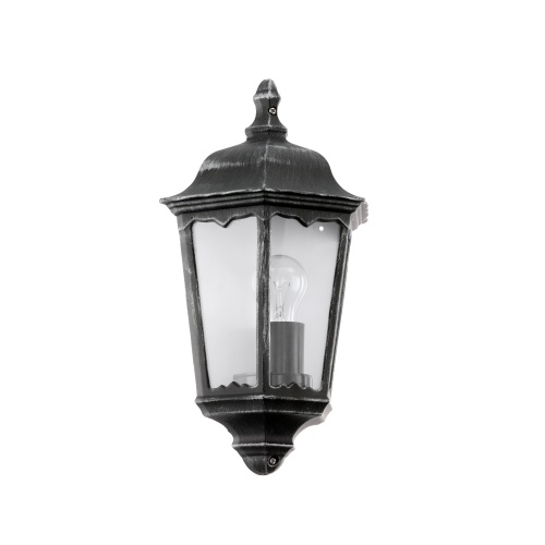 Navedo Black Silver Half Lantern Outdoor Wall Light 93459