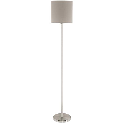 Pasteri Satin Nickel Floor Lamp with Taupe Shade 95167
