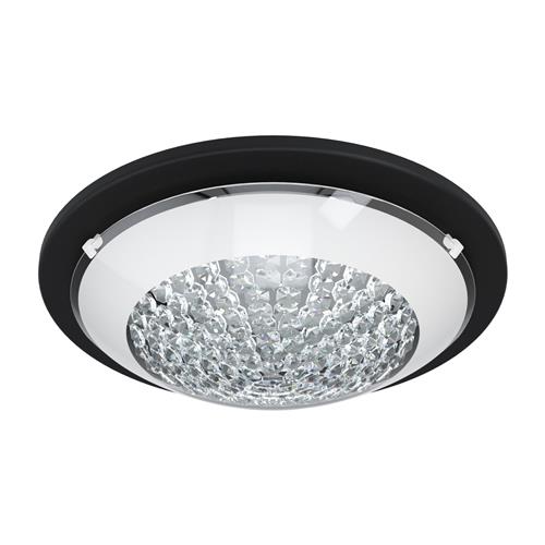 Acolla 1 Black Steel and Crystal Flush Ceiling Fitting 99356