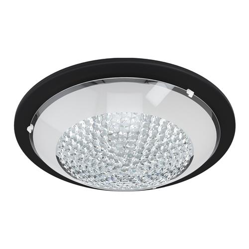 Acolla 1 Large Crystal & Black Steel Flush Ceiling Fitting 99357