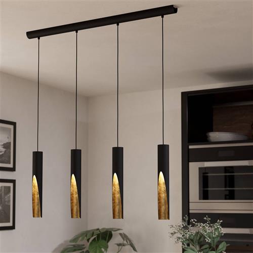 Barbotto LED Black and Gold Four Bar Pendant 900873