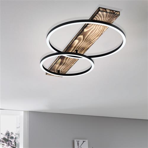 Boyal LED Dark Wood Double Flush Ceiling Fitting 99408