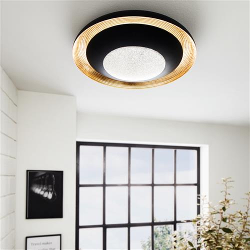 Canicosa 2 LED Black And Gold Flush Ceiling or Wall Light 98527