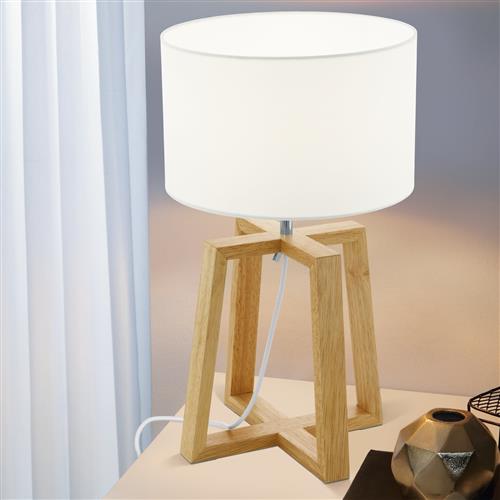 Chietino 1 Wood Table Lamp With White Shade 97516