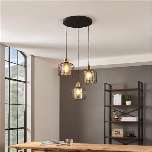 Chisle Black and Vaporized Glass Tiered Cluster Pendant 43499