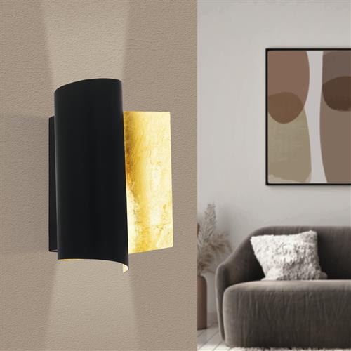 Falicetto Black And Gold Curved Wall Light 98759