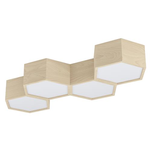 Mirlas Wood & White Polycarbonate 4 Light Flush Fitting 98862