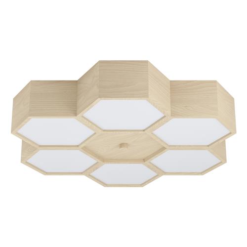 Mirlas Wood & White Polycarbonate 6 Light Flush Fitting 98863