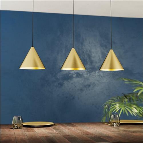 Narices Black Steel Brushed Brass And Gold 3 Bar Pendant 99592