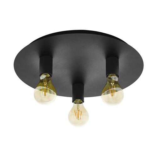 Passano 1 Black Flush Fitting Three Lamp Light 98156 The Lighting Super - Flush Ceiling Spotlight Fitting