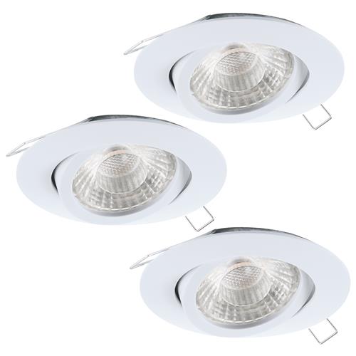 Tedo 1 Dimmable Recessed Pack Of Three White LED Downlights 95357