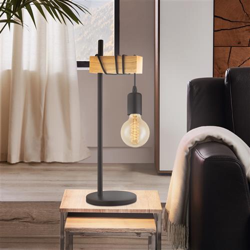 Townshend Black Steel/Wood Table Lamp 32918