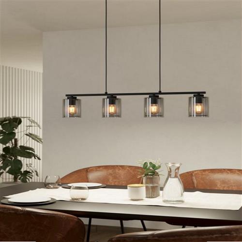 Zocabon Four Light Black Steel And Clear Glass Pendant 99707