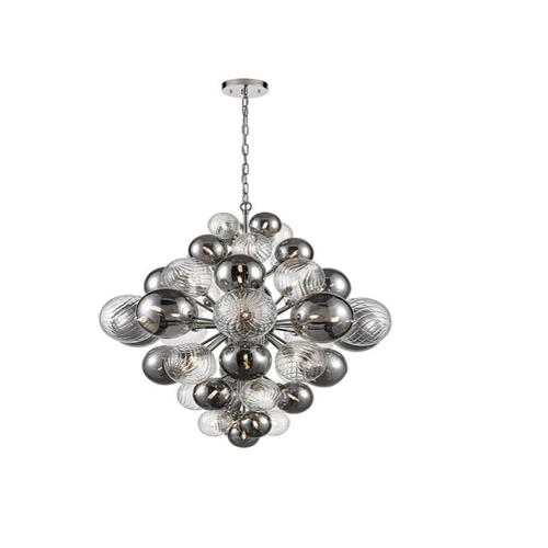 Cassius Large Smoked & Clear Glass Chrome Multi-Arm Pendant TP2451-47