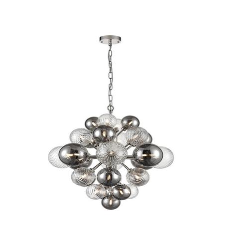 Cassius Smoked & Clear Glass Chrome Pendant TP2451-29