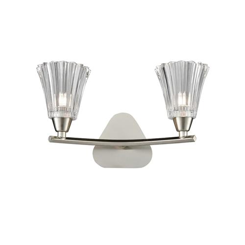 Feodora Satin Nickel Switched Double Wall Light FRA351