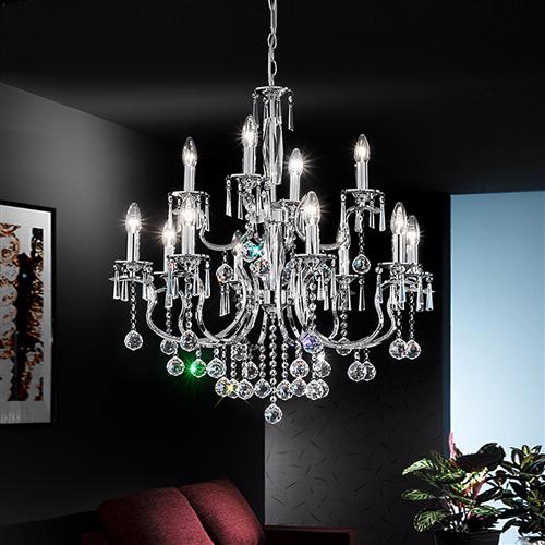 Pressy Crystal and Chrome 12 Arm Ceiling Light TP2155/12