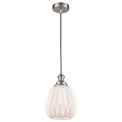 Refract 180mm Ceiling Pendant Satin Nickel with White Glass PCH231/349