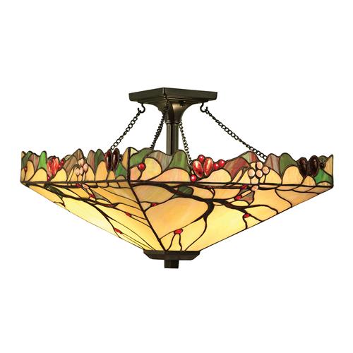 Arbois Twin Lamp Semi Flush Tiffany Ceiling Light 63908