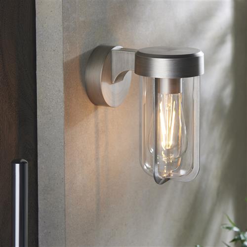 Brushed Silver Exterior/Bathroom IP44 Wall Light Arum-WSC