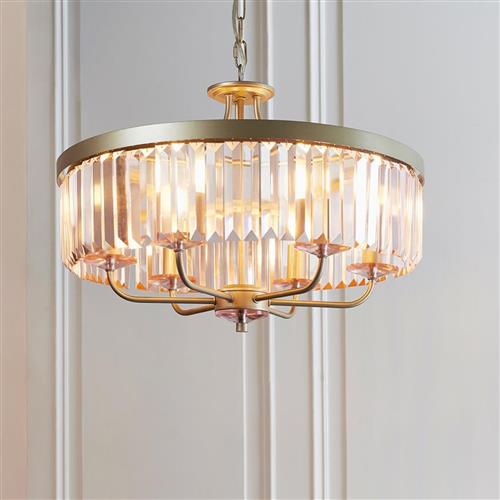 Champagne Six Light Rose Pink Glass Ceiling Light Aglaia-CCR