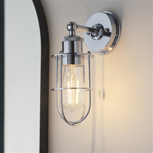 IP44 Rated Polished Chrome Bathroom Caged Wall Light Aster-1C