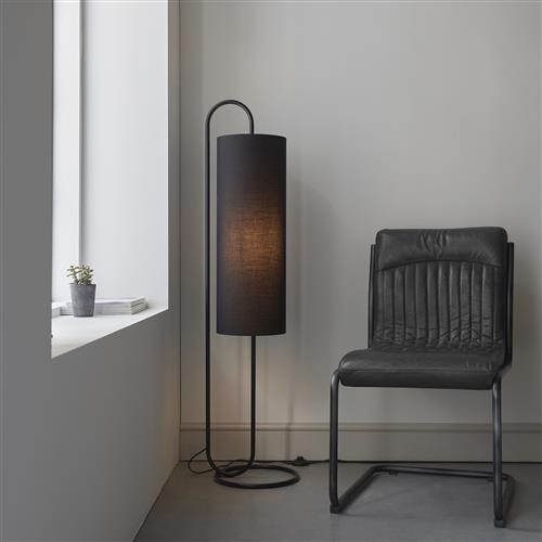 Matt Black Floor Lamp With Black Shade Acaena-1FBB