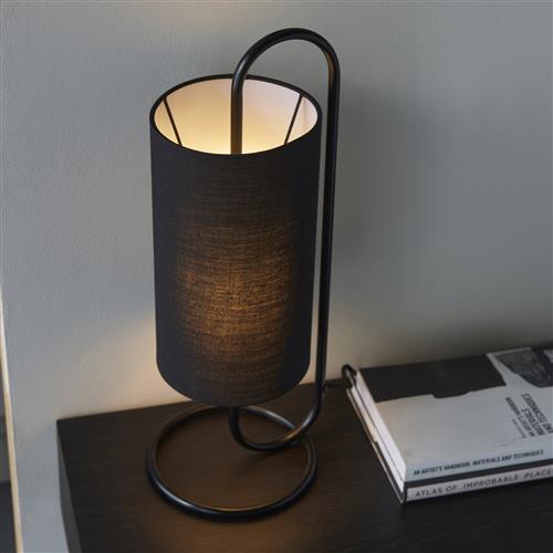 Matt Black Table Lamp With Black Shade Acaena-1TBB