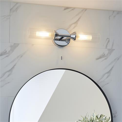 Polished Chrome IP44 Double Bathroom Wall Light Arundo-2W
