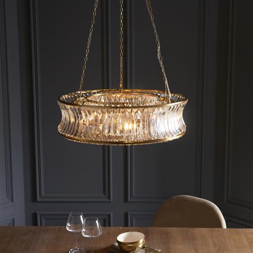 Warm Brass Plate and Clear Glass Ceiling Pendant Jacob-6DL